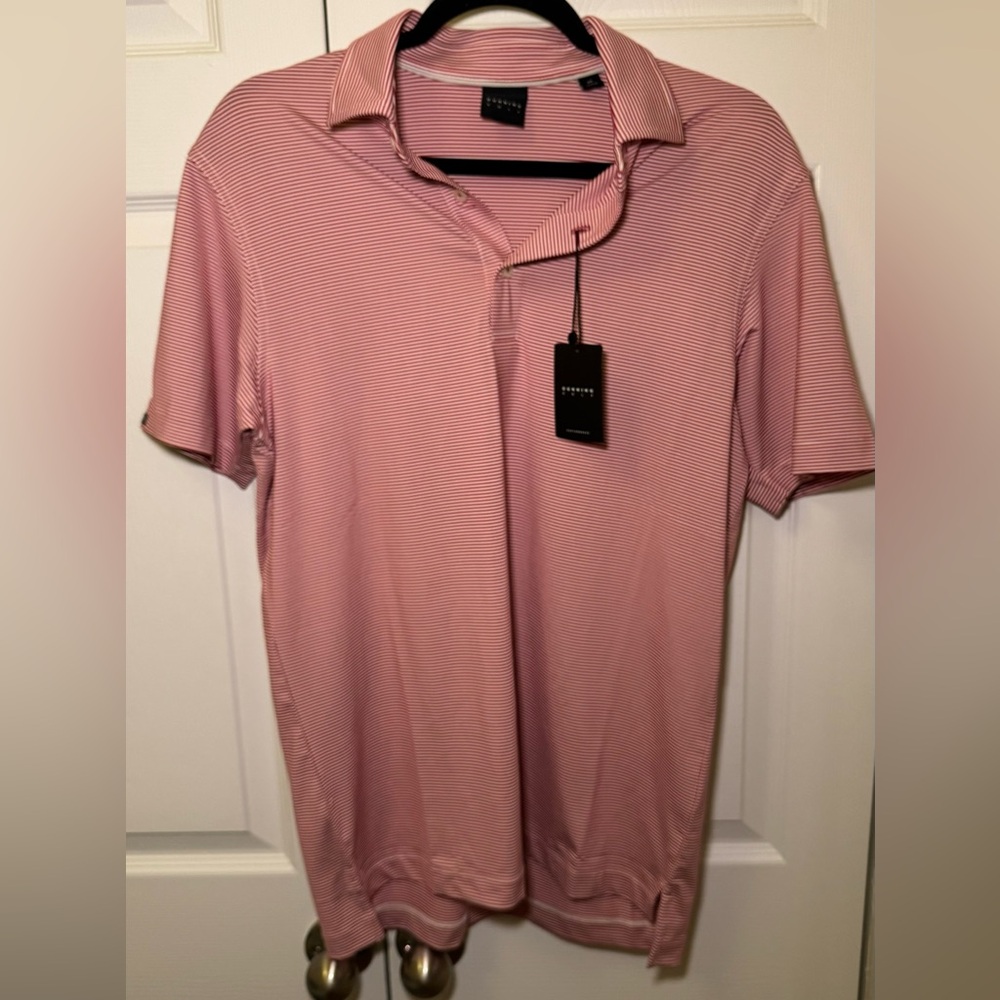 Dunning Golf Shirt Red and White Striped